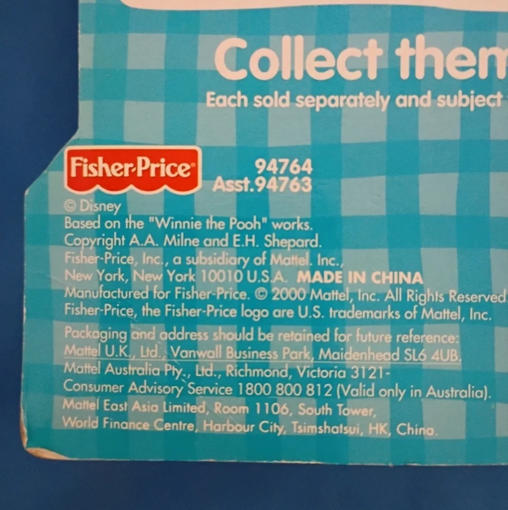 Vintage Fisher Price Winnie The Pooh Collectable Toy.